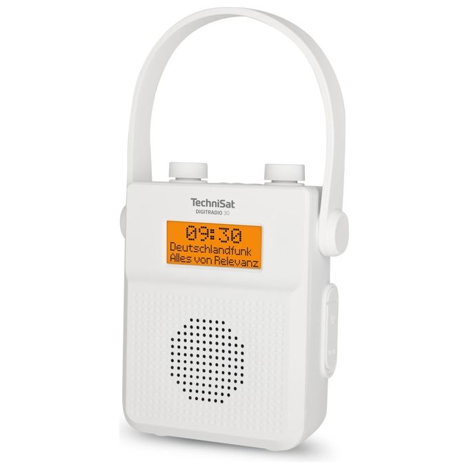 TechniSat DIGITRADIO 30 - V2 Radiolina Portatile con DAB+ FM Bluetooth 5.0 Display LCD Retroilluminato Arancione Batteria Ricaricabile 3000 mAh Fino a 15 Ore di Riproduzione colore Bianco
