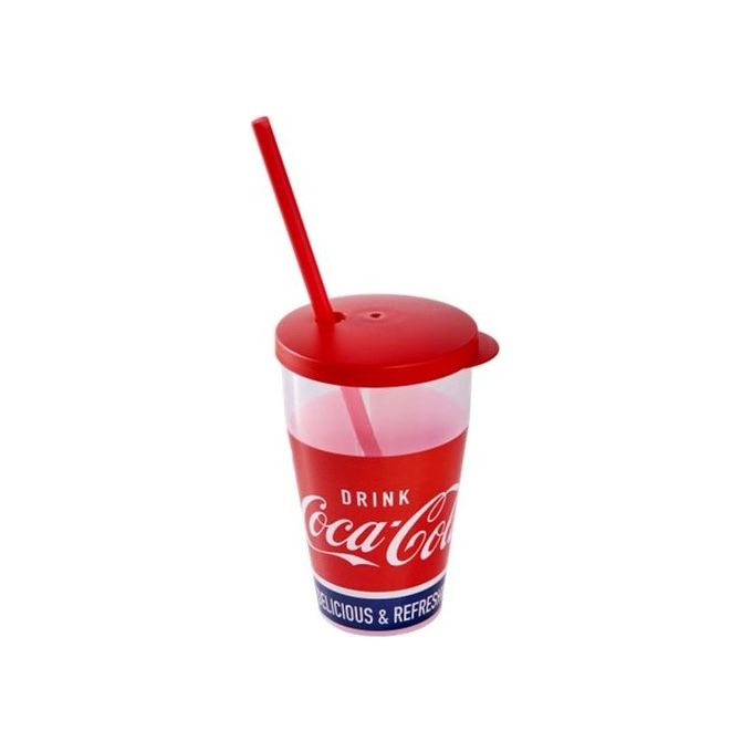 Snips 002001 Bicchiere con Cannuccia Coca-Cola 500 ml Plastica Lavabile in Lavastoviglie colore Rosso