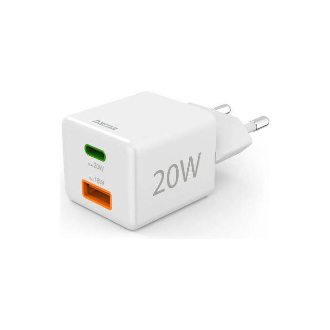 Hama 00201991 Caricatore da Rete Fast Charge USB-C USB-A 20 W Power Delivery Quick Charge colore Bianco