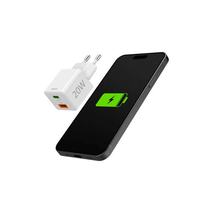 Hama 00201991 Caricatore da Rete Fast Charge USB-C USB-A 20 W Power Delivery Quick Charge colore Bianco