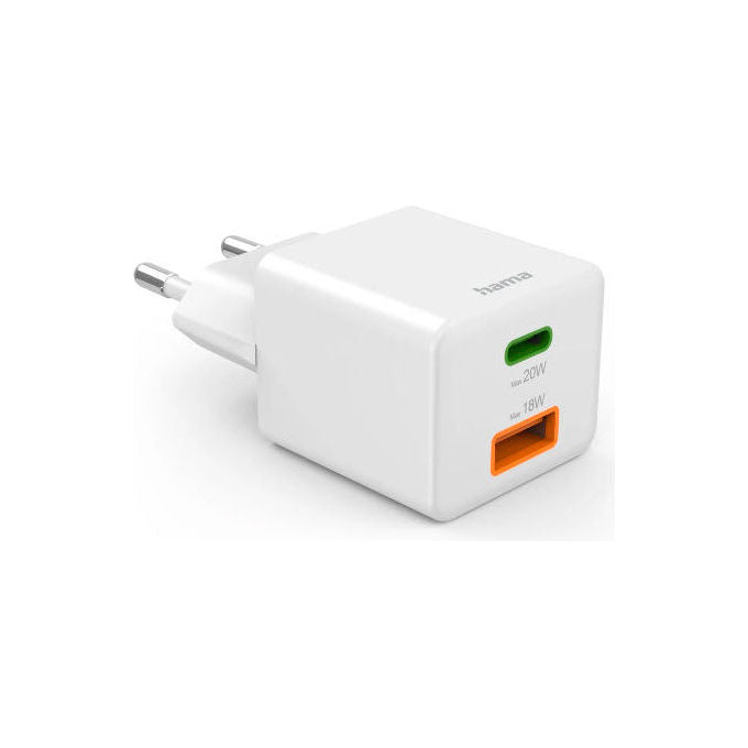 Hama 00201991 Caricatore da Rete Fast Charge USB-C USB-A 20 W Power Delivery Quick Charge colore Bianco