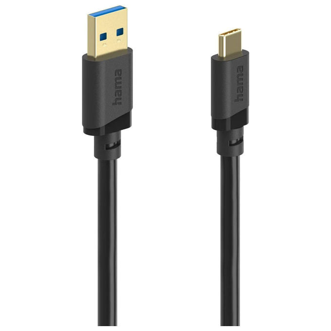 Hama 00202006 Cavo USB USB A a USB C 3.2 Gen 1 5 Gbps Placcato Oro PVC Riciclato 1,5 m colore Nero
