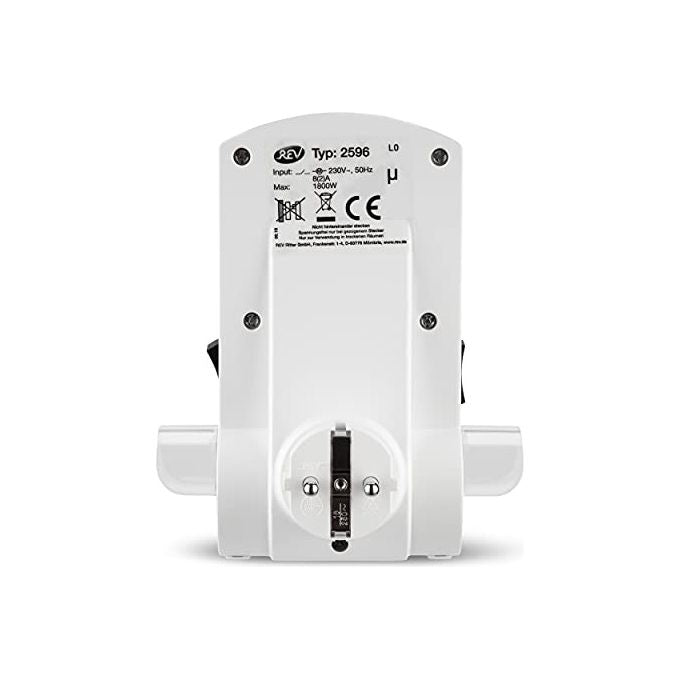 REV 0025600103 Timer Meccanico Doppia Presa Giornaliero 96 Cicli 1800 W colore Bianco