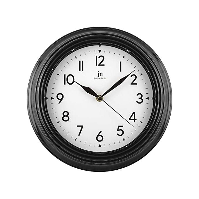 Lowell Orologio da Parete Nero 30cm Cassa in Abs Luce Led Attivabile Movimento Continuo