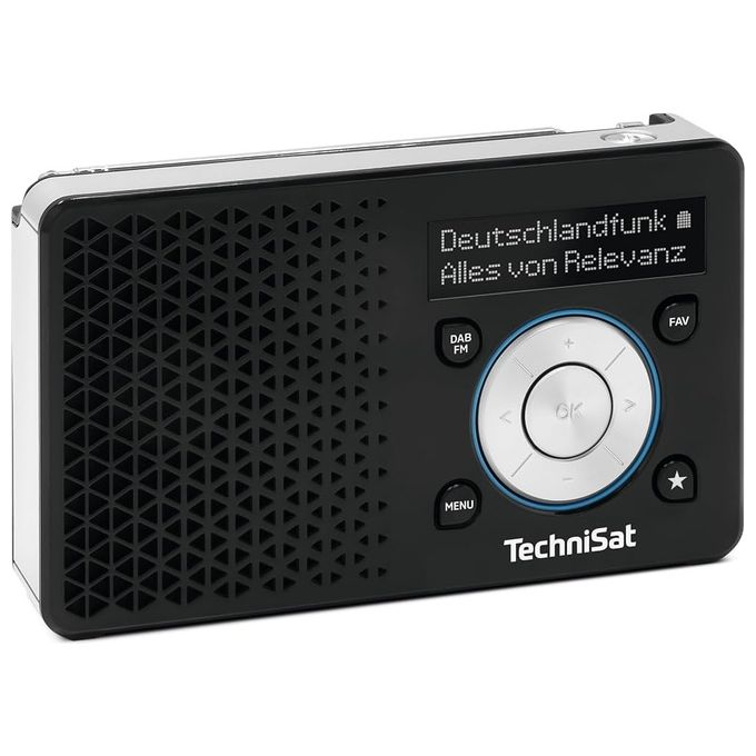 TechniSat 0100-4997 DIGITRADIO 1A Radio portatile DAB+ con tecnologia ASA per allarme sicurezza automatico FM jack cuffie memoria 20 stazioni display OLED batteria fino a 10 ore colore Nero