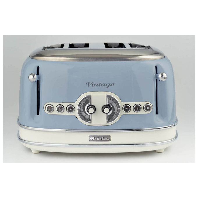 Ariete 00C015605AR0 Tostapane Vintage 4 fette 6 livelli di tostatura Defrost 1600 W colore Azzurro