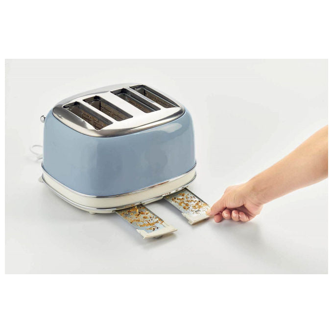 Ariete 00C015605AR0 Tostapane Vintage 4 fette 6 livelli di tostatura Defrost 1600 W colore Azzurro