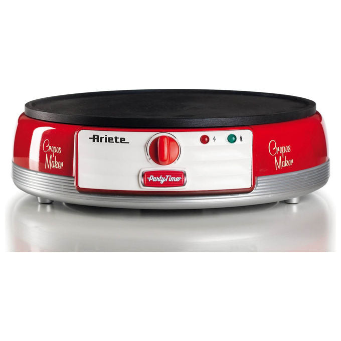 Ariete 00C020200AR0 Party Time Crepes Maker Piastra Elettrica Antiaderente 1000W con Accessori inclusi colore Rosso