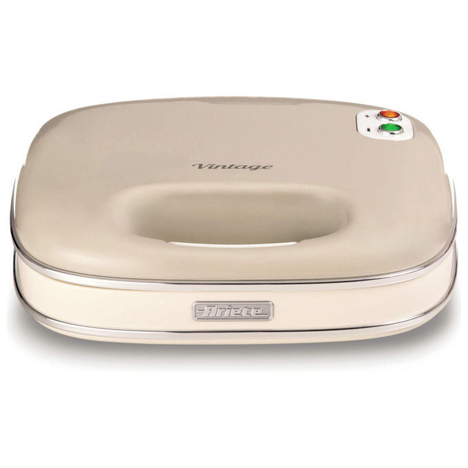 Ariete 00C196303AR0 Linea Vintage 1963 Sandwich Maker 750 W Piastre fisse Rivestimento antiaderente Posizione verticale colore Beige