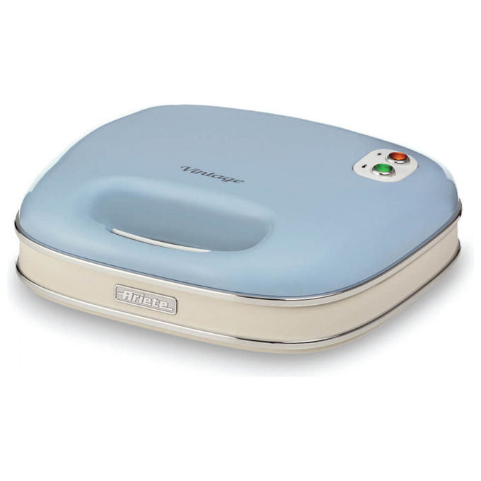 Ariete 00C196305AR0 Linea Vintage 1963 Sandwich Maker 750 W Piastre Fisse Rivestimento Antiaderente Colore Azzurro