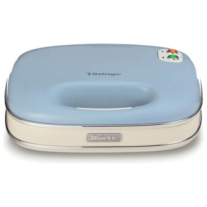 Ariete 00C196305AR0 Linea Vintage 1963 Sandwich Maker 750 W Piastre Fisse Rivestimento Antiaderente Colore Azzurro
