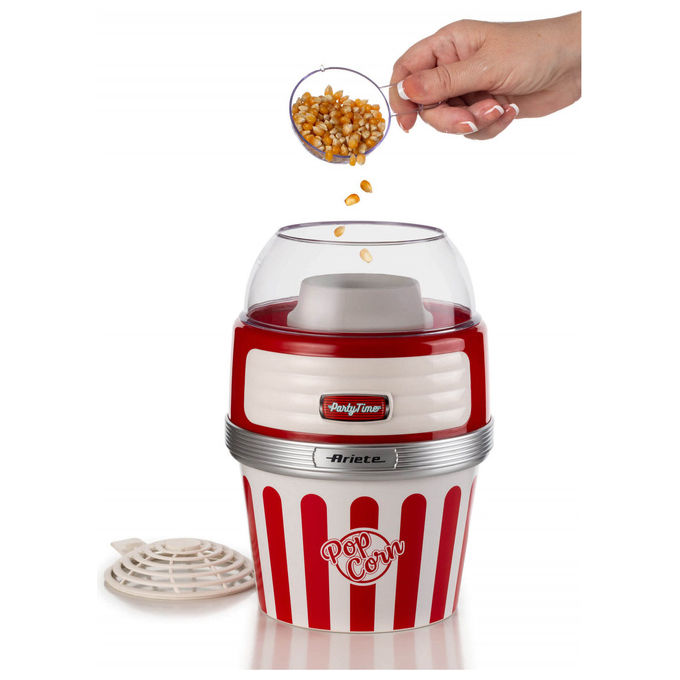 Ariete 00C295700AR0 Pop Corn XL Party Time Macchina per Popcorn Scoppia 60g di Mais in 2 min con Aria Calda Ciotola Estraibile 1100 W colore Rosso