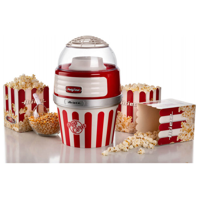 Ariete 00C295700AR0 Pop Corn XL Party Time Macchina per Popcorn Scoppia 60g di Mais in 2 min con Aria Calda Ciotola Estraibile 1100 W colore Rosso
