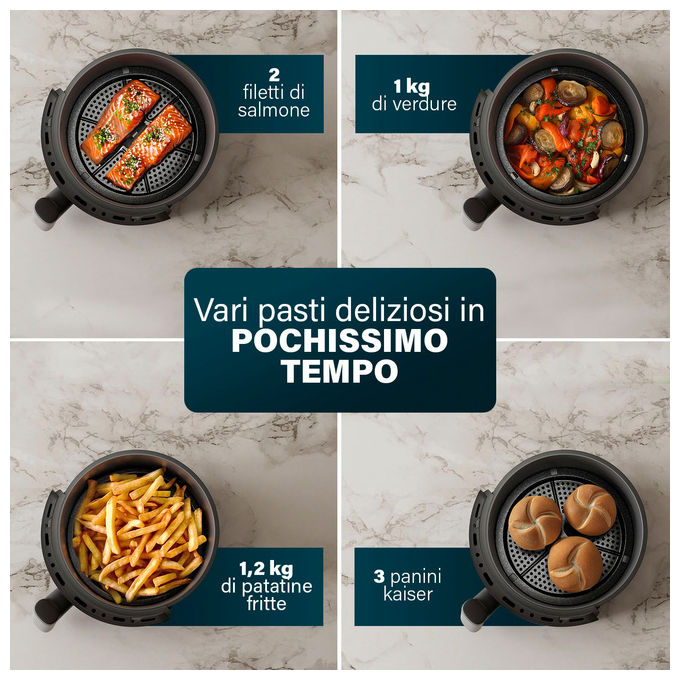 Princess 01.182270.01.001 Friggitrice ad aria 5 L 1500 W 8 Programmi Display LCD Tecnologia Ciclonica colore Nero