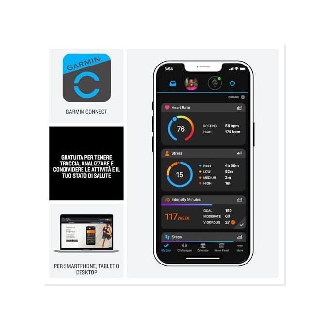 Garmin 010-02862-12 Vivoactive 5 Smartwatch GPS AMOLED 1,2'' 42mm Cardio 30+ Sport Body Battery Autonomia 11 giorni colore Blu