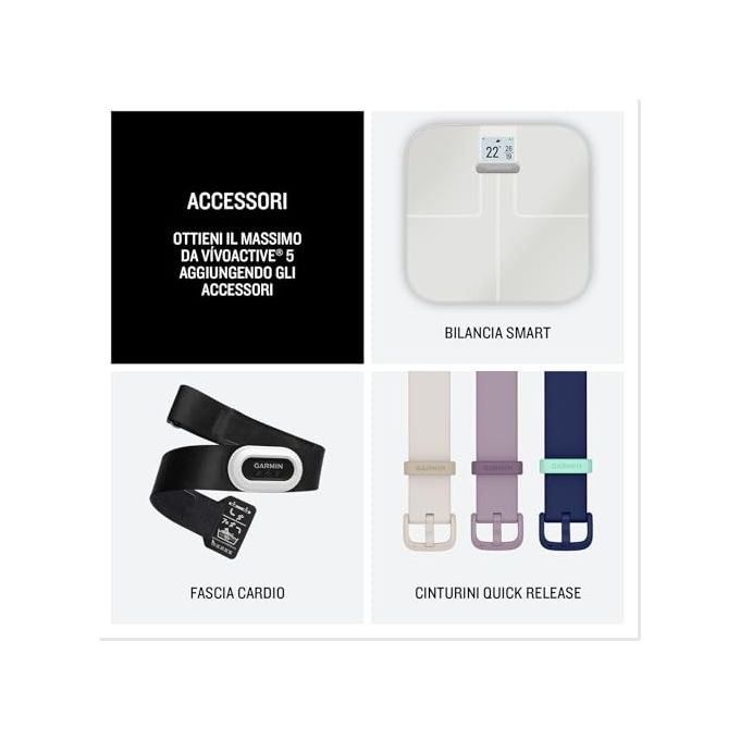 Garmin 010-02862-12 Vivoactive 5 Smartwatch GPS AMOLED 1,2'' 42mm Cardio 30+ Sport Body Battery Autonomia 11 giorni colore Blu