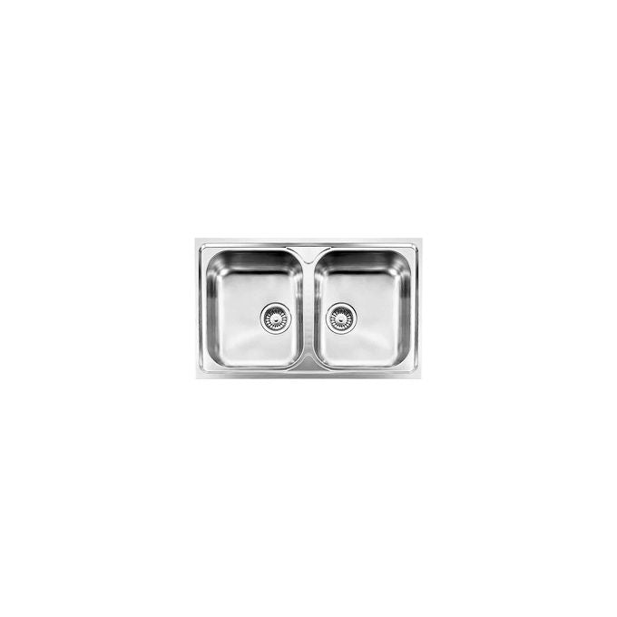 CM 010042.X1.01.2018 Cristal Lavello da incasso 2 vasche in acciaio inox satinato AISI 304-18-10 con bordo ultrapiatto e guarnizione premontata colore Inox