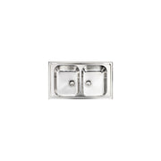 CM 010044.X1.01.2018 Cristal Lavello da Incasso 2 Vasche Acciaio Inox Satinato AISI 304-18-10 con Bordo Ultrapiatto Filotop (87x51x21 cm) colore Inox