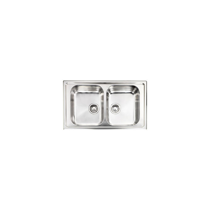CM 010044.X1.01.2018 Cristal Lavello da Incasso 2 Vasche Acciaio Inox Satinato AISI 304-18-10 con Bordo Ultrapiatto Filotop (87x51x21 cm) colore Inox