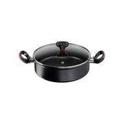 Lagostina 2100129540 Linea Rossa Tegame con Coperchio 26 cm Antiaderente Induzione Forno Bordo a Versare colore Nero