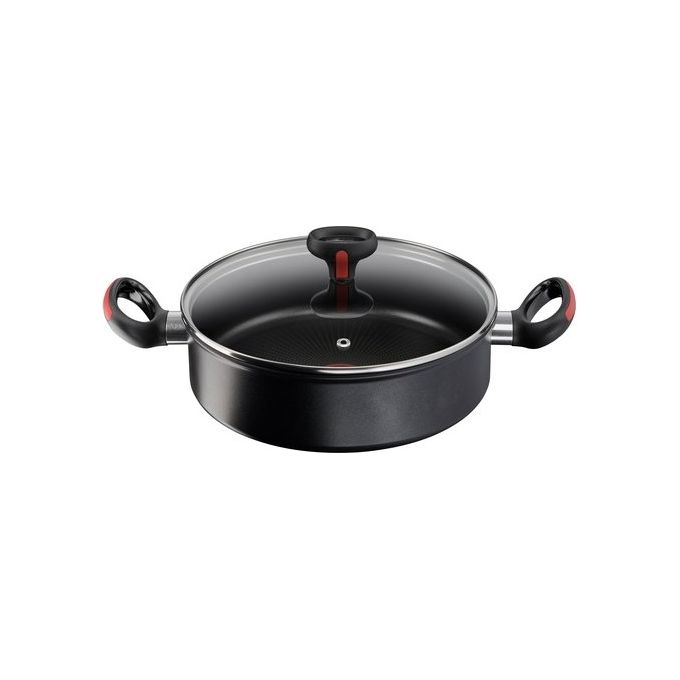 Lagostina 2100129540 Linea Rossa Tegame con Coperchio 26 cm Antiaderente Induzione Forno Bordo a Versare colore Nero