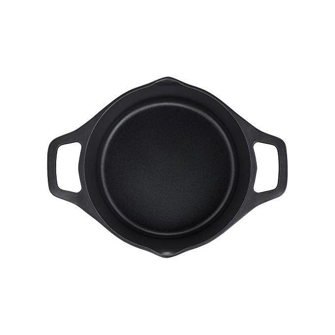 Lagostina 2100124078 Aroma Casseruola Fonda con Coperchio in Vetro Alluminio Pressofuso 24 cm Adatta a Induzione Forno e Gas Rivestimento Titanium Antiaderente con Indicatore Thermo-Signal colore Nero
