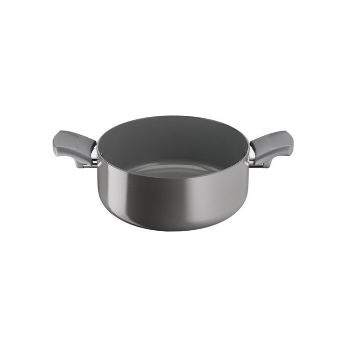 Lagostina 2100133062 Risorsa Casseruola Fonda 20 cm Rivestimento in Ceramica Antiaderente Goceram Thermo-Signal Induzione colore Grigio