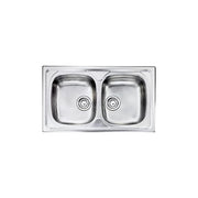 CM 010444 XCSSX Siros Lavello da Incasso 2 Vasche Acciaio Inox AISI 304-18-10 Satinato con Guarnizione Premontata e Piletta Manuale colore Inox
