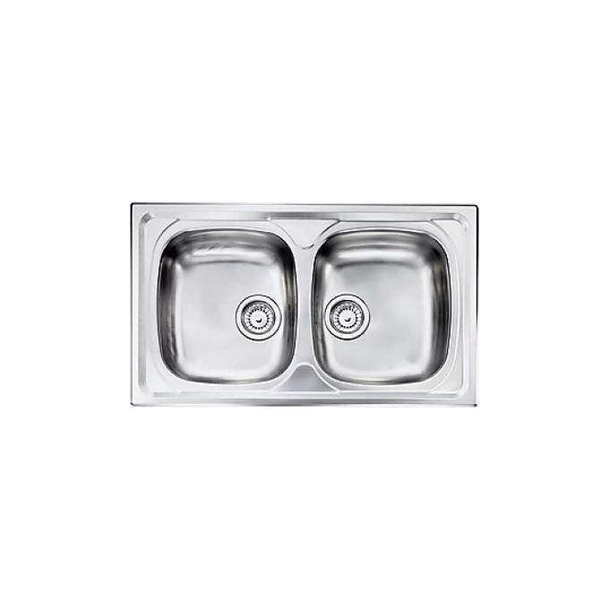 CM 010444 XCSSX Siros Lavello da Incasso 2 Vasche Acciaio Inox AISI 304-18-10 Satinato con Guarnizione Premontata e Piletta Manuale colore Inox
