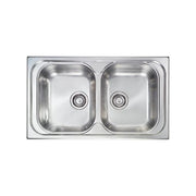 CM 010544XCSSX Atlantic Lavello da Incasso 2 Vasche 86x50 cm Acciaio Inox AISI 304 con Sifone e Piletta colore Inox