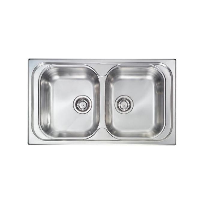 CM 010544XCSSX Atlantic Lavello da Incasso 2 Vasche 86x50 cm Acciaio Inox AISI 304 con Sifone e Piletta colore Inox
