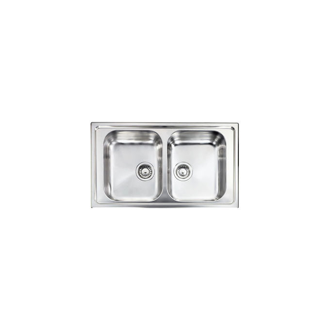 CM 011294.X1.01.2016 Zenith Lavello da incasso 2 vasche acciaio inox antigraffio (86x50x19 cm) colore Acciaio