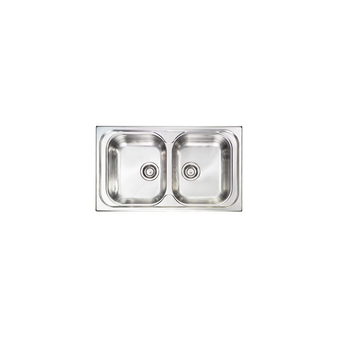CM 011344.X1.01.2016 Pizzica Lavello da incasso 2 vasche in acciaio inox satinato 86 x 50 cm colore Inox satinato