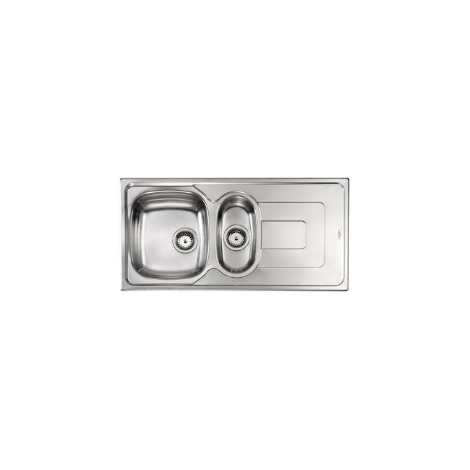 CM 011395.D1.01.2018 Pizzica Lavello da incasso 1 vasca e vaschetta con gocciolatoio sinistro Acciaio inox antigraffio AISI 304 18-10 Guarnizione premontata (100x50x16 cm) colore Inox