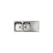 CM 011397.S1.01.2016 PIZZICA Lavello da Incasso 2 Vasche con Gocciolatoio a Destra Acciaio Inox Antigraffio (116x50x17 cm) colore Inox Antigraffio