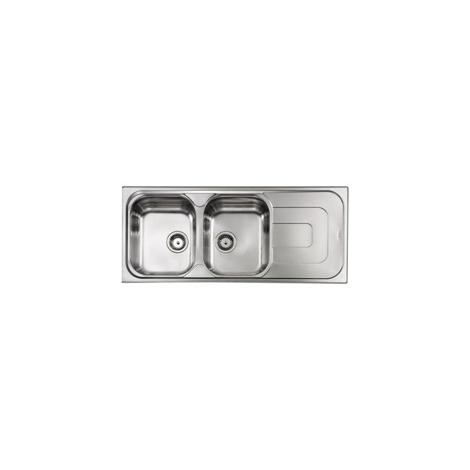 CM 011397.S1.01.2016 PIZZICA Lavello da Incasso 2 Vasche con Gocciolatoio a Destra Acciaio Inox Antigraffio (116x50x17 cm) colore Inox Antigraffio
