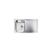 C.M. 011443.D1.01.2016 COMETA Lavello da Incasso 1 Vasca con Gocciolatoio Sinistro Acciaio Inox Satinato (86x50x19 cm) colore Inox