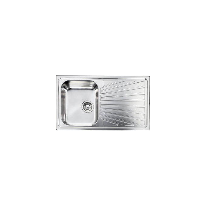 C.M. 011443.D1.01.2016 COMETA Lavello da Incasso 1 Vasca con Gocciolatoio Sinistro Acciaio Inox Satinato (86x50x19 cm) colore Inox