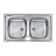 CM 011554 Mondial Lavello da incasso 2 vasche 86x50 cm Acciaio Inox AISI 304 Sopratop Prelucidato colore Inox