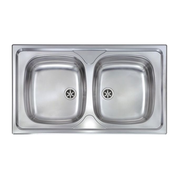 CM 011554 Mondial Lavello da incasso 2 vasche 86x50 cm Acciaio Inox AISI 304 Sopratop Prelucidato colore Inox