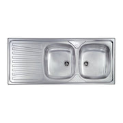 CM 011557.D1.01.2016 Mondial Lavello da incasso 2 vasche gocciolatoio sinistra Sopratop 116x50 cm Acciaio Inox AISI 304 colore Inox