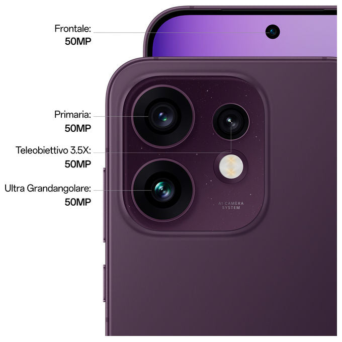 Oppo 110010237513 Reno16 5G Smartphone Tripla Fotocamera 50MP+50MP+50MP Display 6.32'' AMOLED 120Hz RAM 8GB ROM 512GB Batteria 6000mAh Ricarica 80W colore Viola