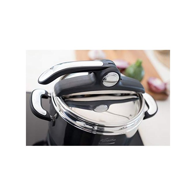 Lagostina 012019010705 Novia LagoEasy'UP Pentola a Pressione 5 litri Acciaio Inossidabile Diametro 22 cm Adatta Induzione con 6 Sistemi Sicurezza Apertura con Una Sola Mano colore Acciaio