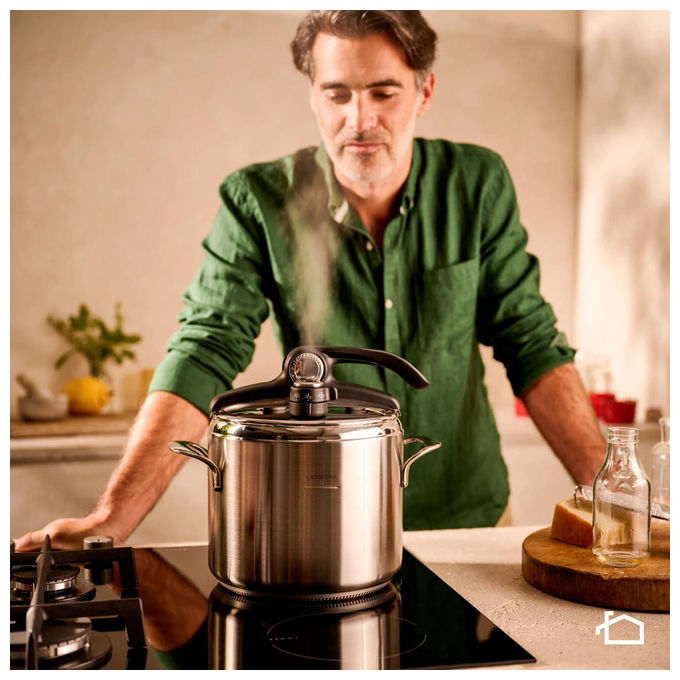 Lagostina 012022010522 Autocuocitore Inox 3.5 L con Tecnologia Lagoeasy'up per Apertura e Chiusura Facile compatibile con Tutti i Fuochi incluso Induzione colore Grigio