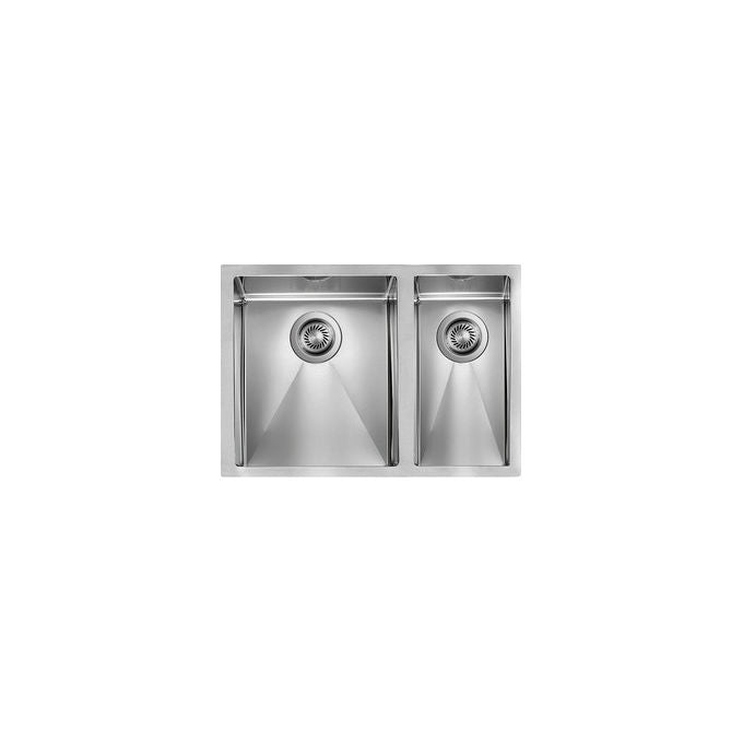 CM 012053.S0.01.2018 FILORAGGIATO Lavello da incasso 2 vasche 63x45 cm acciaio inox satinato vasca grande sinistra colore Acciaio