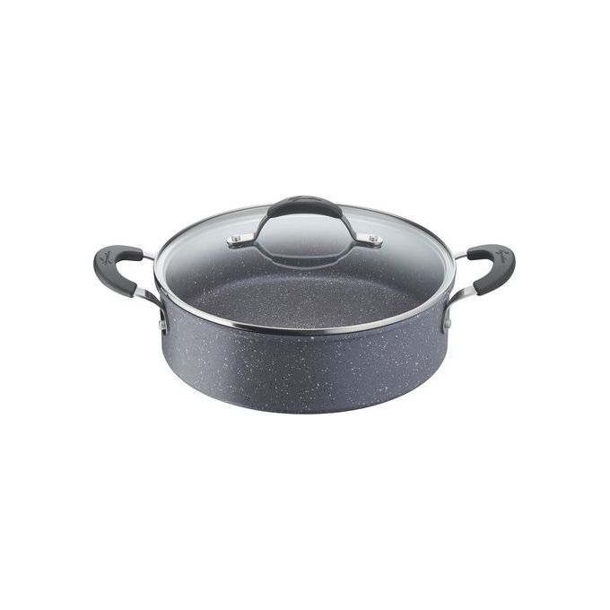 Lagostina 2100126568 Tempra Tegame Antiaderente con Coperchio 26 cm Acciaio Alluminio Induzione Manici Silicone colore Grigio
