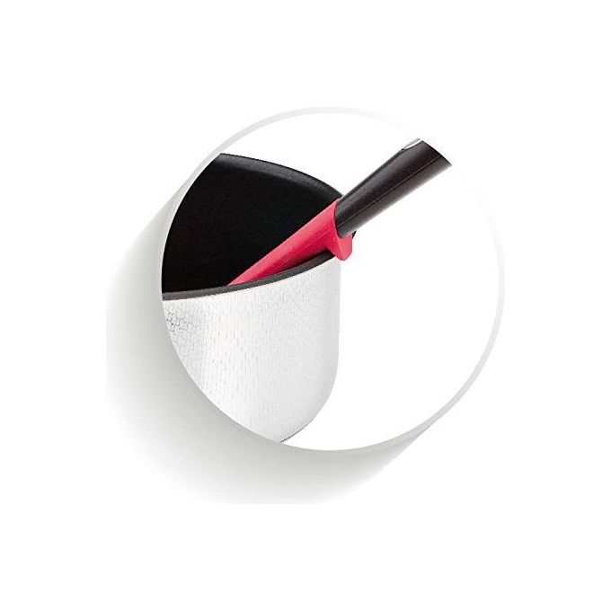 Lagostina 012196000010 Ingenio Smart Cucchiaione in Silicone Anello Antiscivolo Antiaderente Lavastoviglie colore Nero Rosso