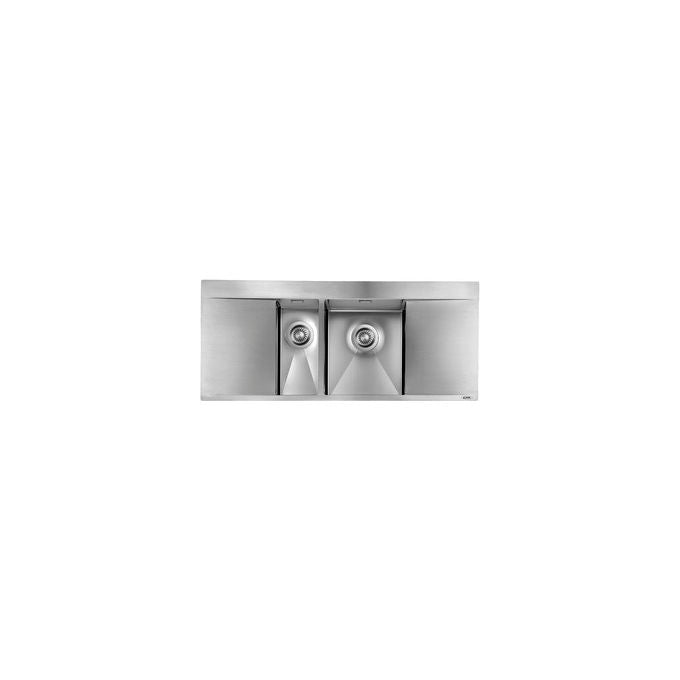 CM 012707.X2.01.2033 PRESTIGE Lavello da Incasso 2 Vasche + Gocciolatoio Acciaio Inox Satinato (116x50 cm) colore Inox Satinato