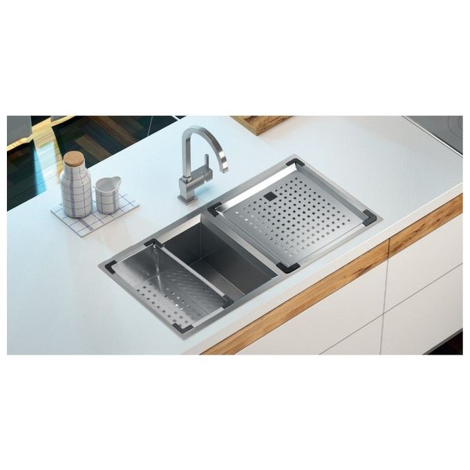 CM 012805.X0.01.2063 Glamour Lavello da incasso semifilo 2 vasche 87,5 x 45 cm acciaio inox satinato (87,5x45x19 cm) colore Acciaio