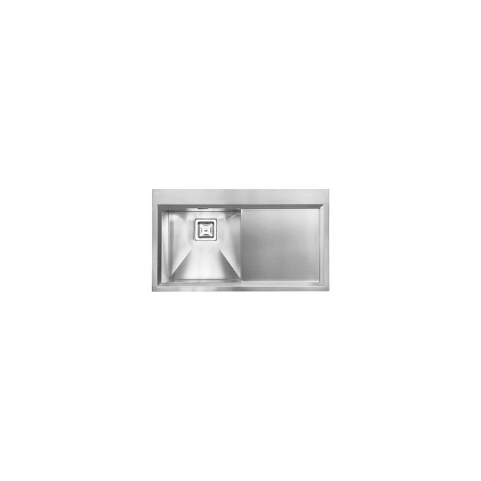 CM 012843.D2.01.2033 Glamour Mix Lavello da Incasso 1 Vasca a Destra con Gocciolatoio Slim Acciaio Inox Satinato (86x50x23 cm) colore Inox Satinato
